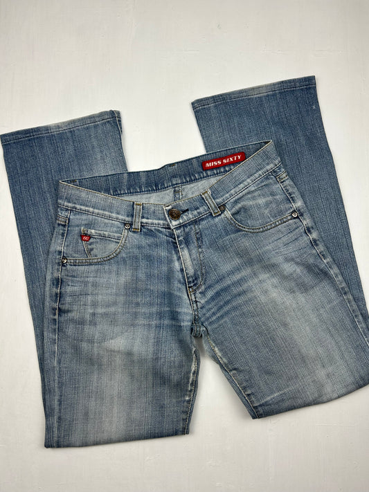 Blue denim low rise bootcut pants (S/M)