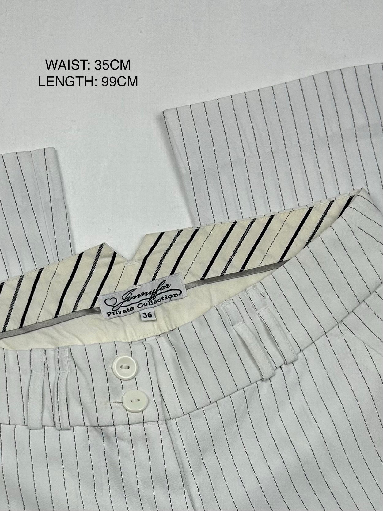 White striped low rise office pants (XS)