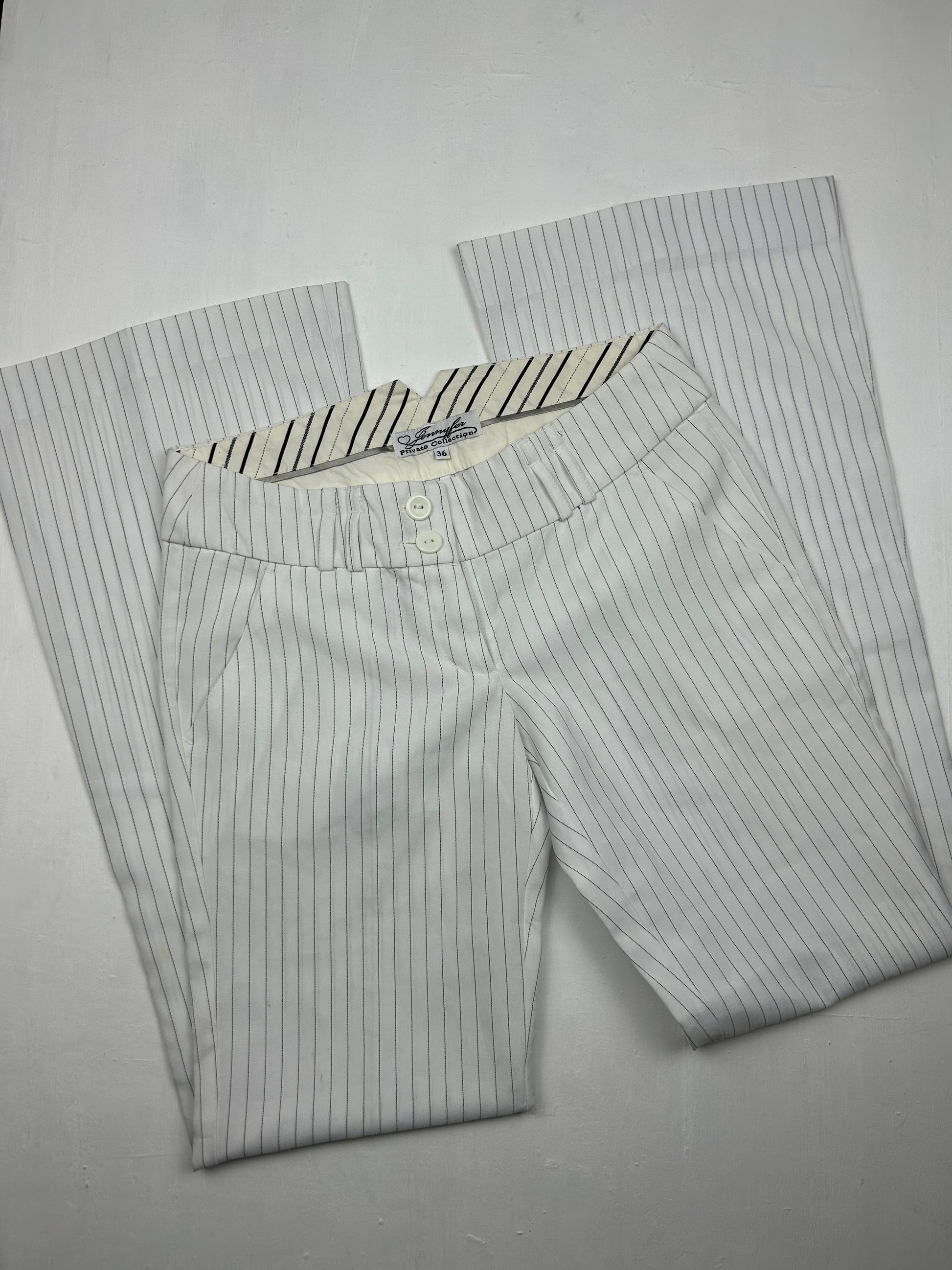 White striped low rise office pants (XS)