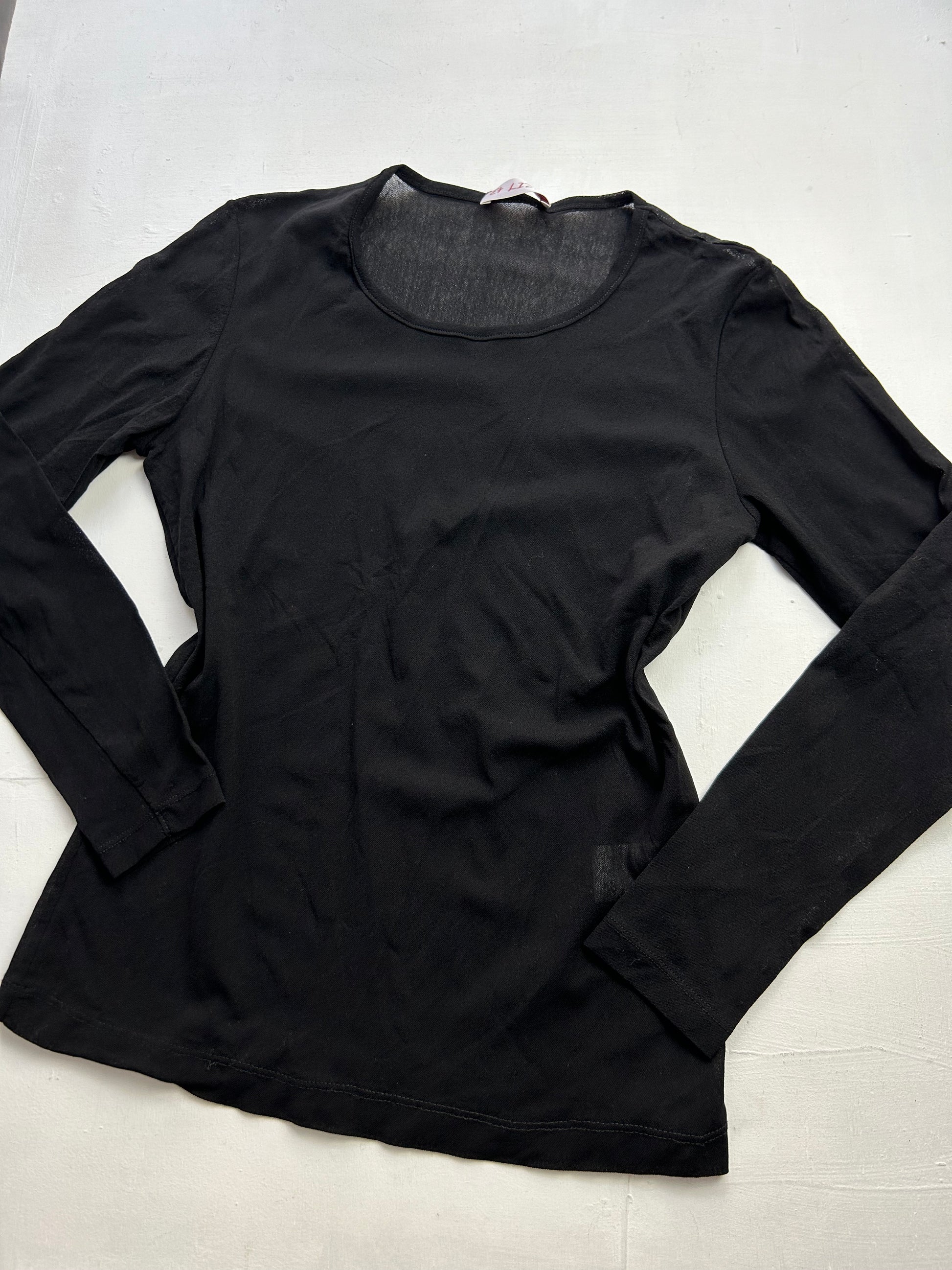 Black see trough mesh crewneck long sleeves top (S/M)