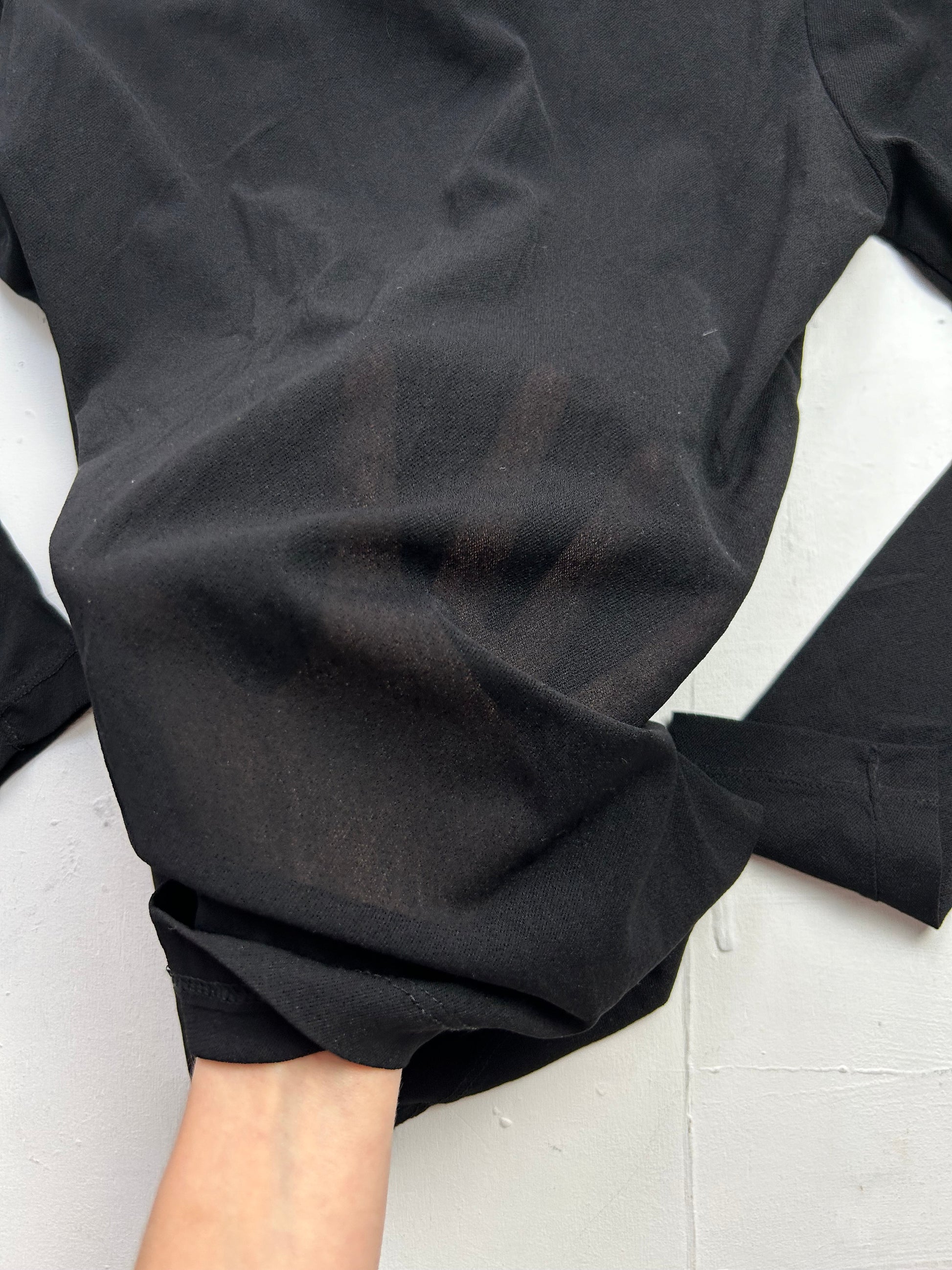 Black see trough mesh crewneck long sleeves top (S/M)