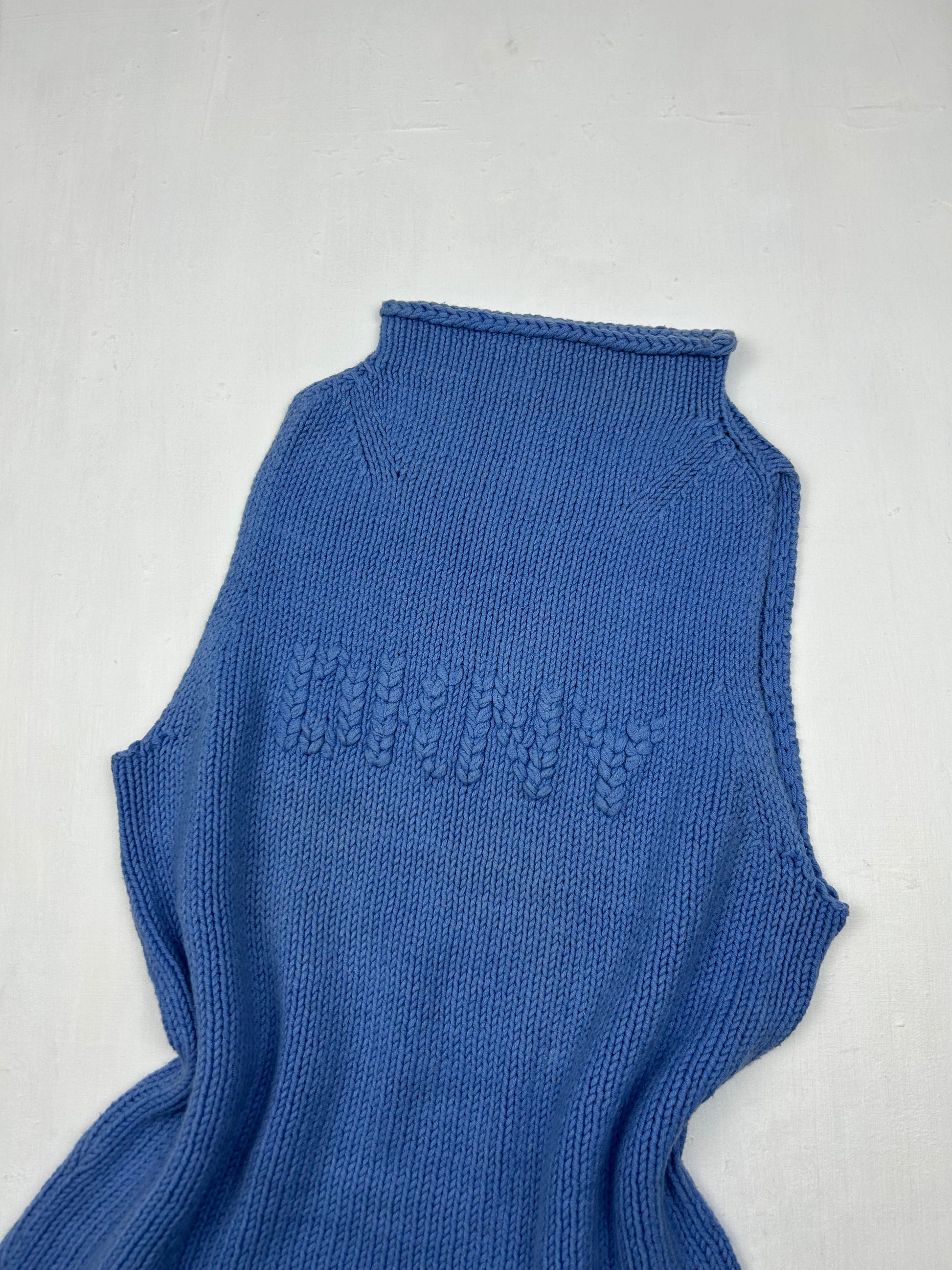 Blue logo sleeveless jumper (S)