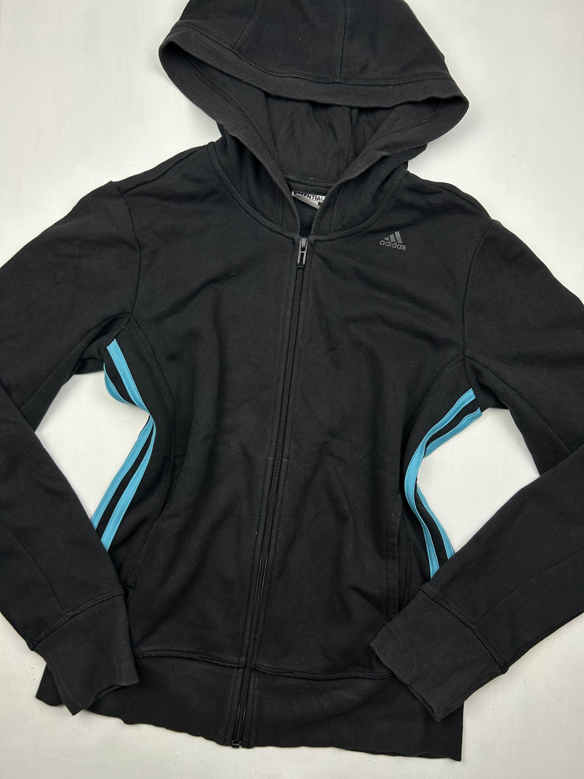 Black striped zip up sweatshirt hoodie (S)