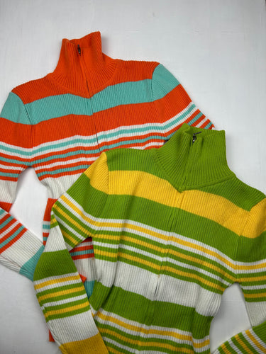 Multicolor striped zip up jumper (M/L)