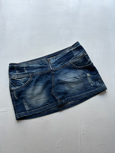 Blue low rise denim mini / micro skirt 90s y2k vintage (S)