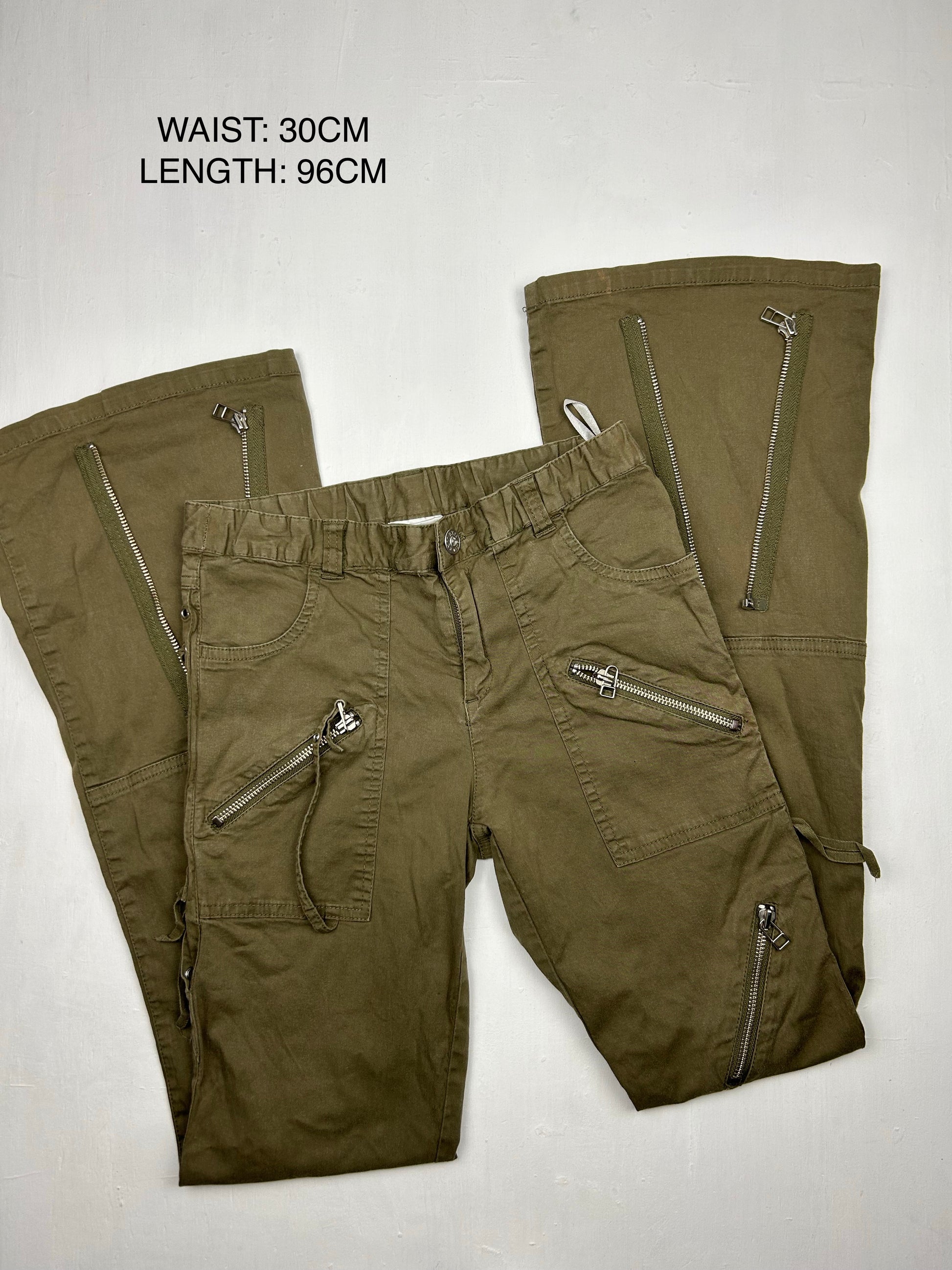 Lace up low rise utility pants