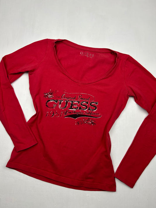 Red logo long sleeves top (S)