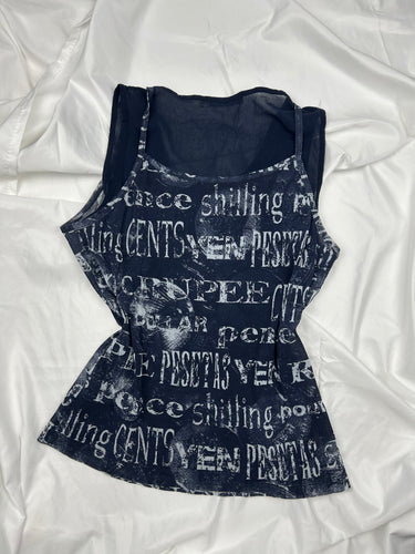 Navy mesh lined tank top (L)