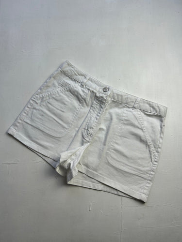 White denim mid rise mini/ micro short (S/M)