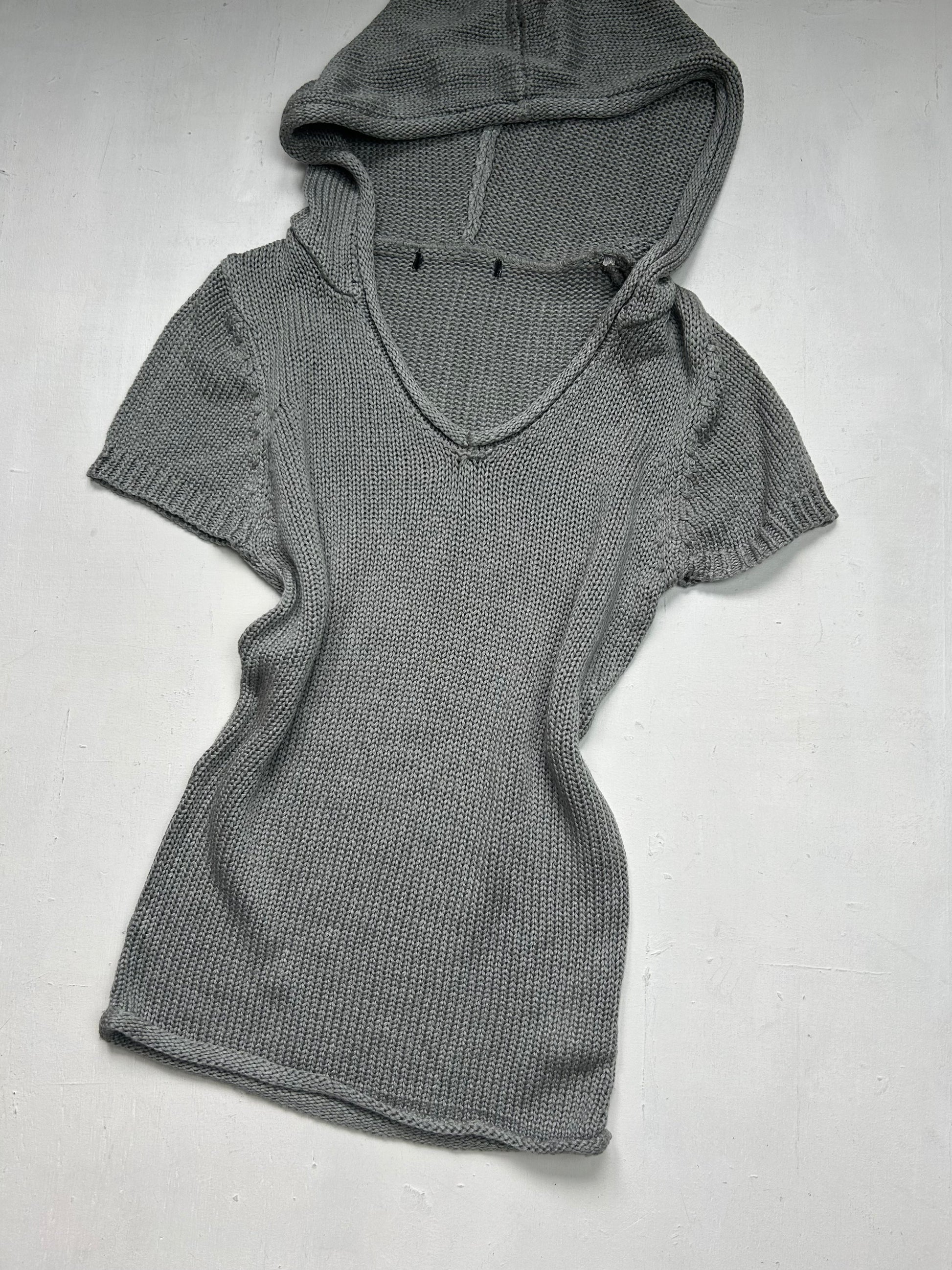 Khaki stretchy hoodie knitted tee (S)