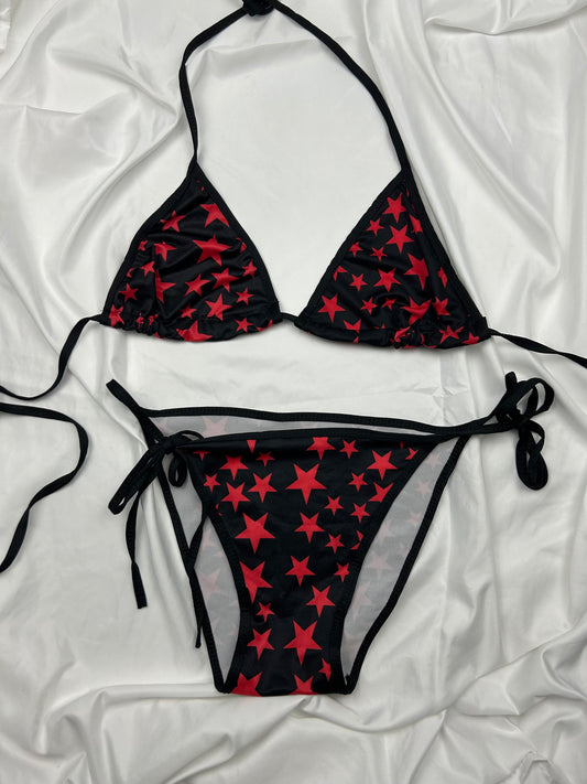 Black stars print ajustable bikini set (M/L)