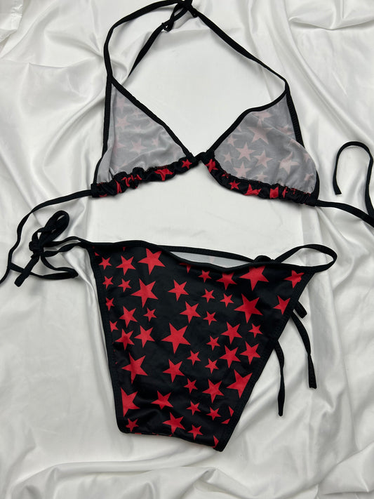 Black stars print ajustable bikini set (M/L)