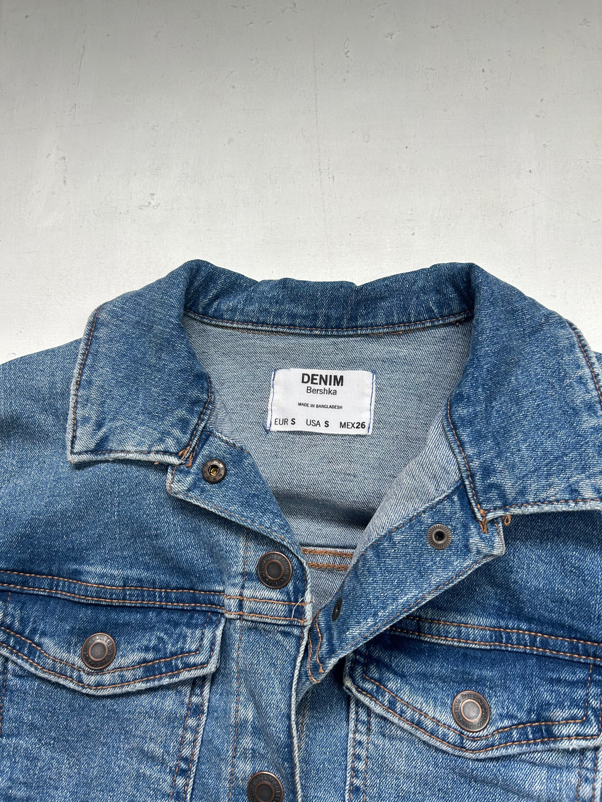 Blue denim 90s y2k vintage biker jacket (XS)