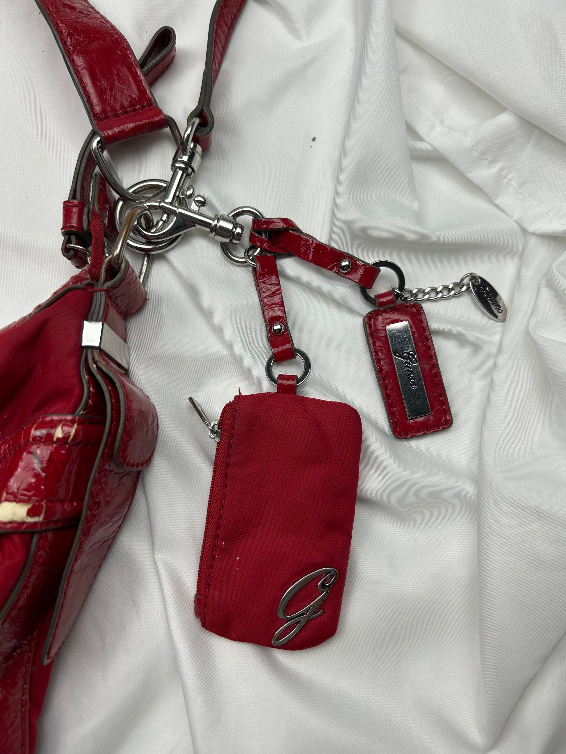 Red charms uni shoulder crossbody bag with wallet