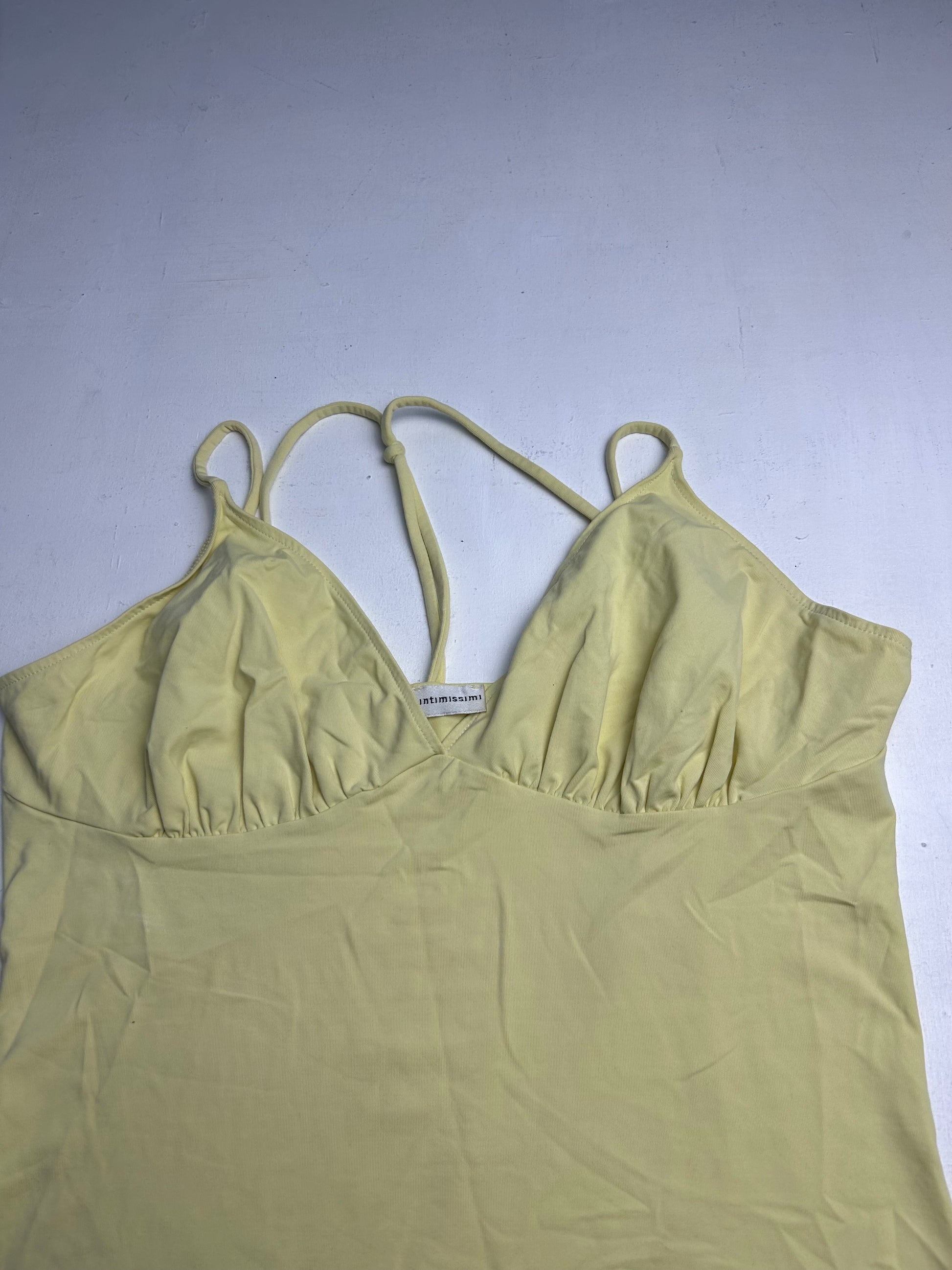 Yellow stretchy halter top 90s y2k vintage (M/L)