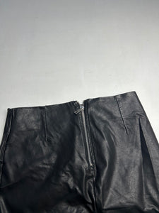 Black simili leather lace up mid skirt 90s y2k vintage (S)