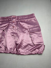 Load image into Gallery viewer, Silk effect baby pink cargo mini / micro skirt 90s y2k vintage (S/M)