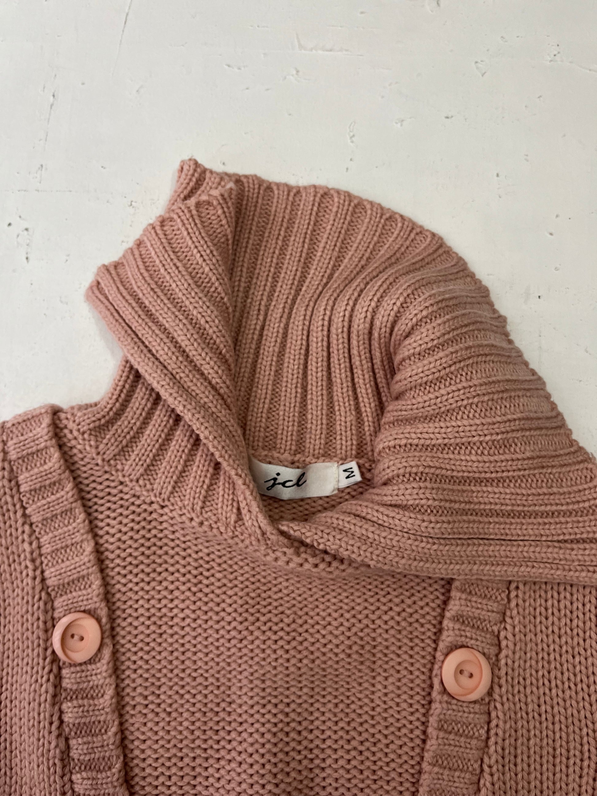 Pink buttons up knitted jumper y2k 90s vintage (S/M)