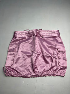 Silk effect baby pink cargo mini / micro skirt 90s y2k vintage (S/M)