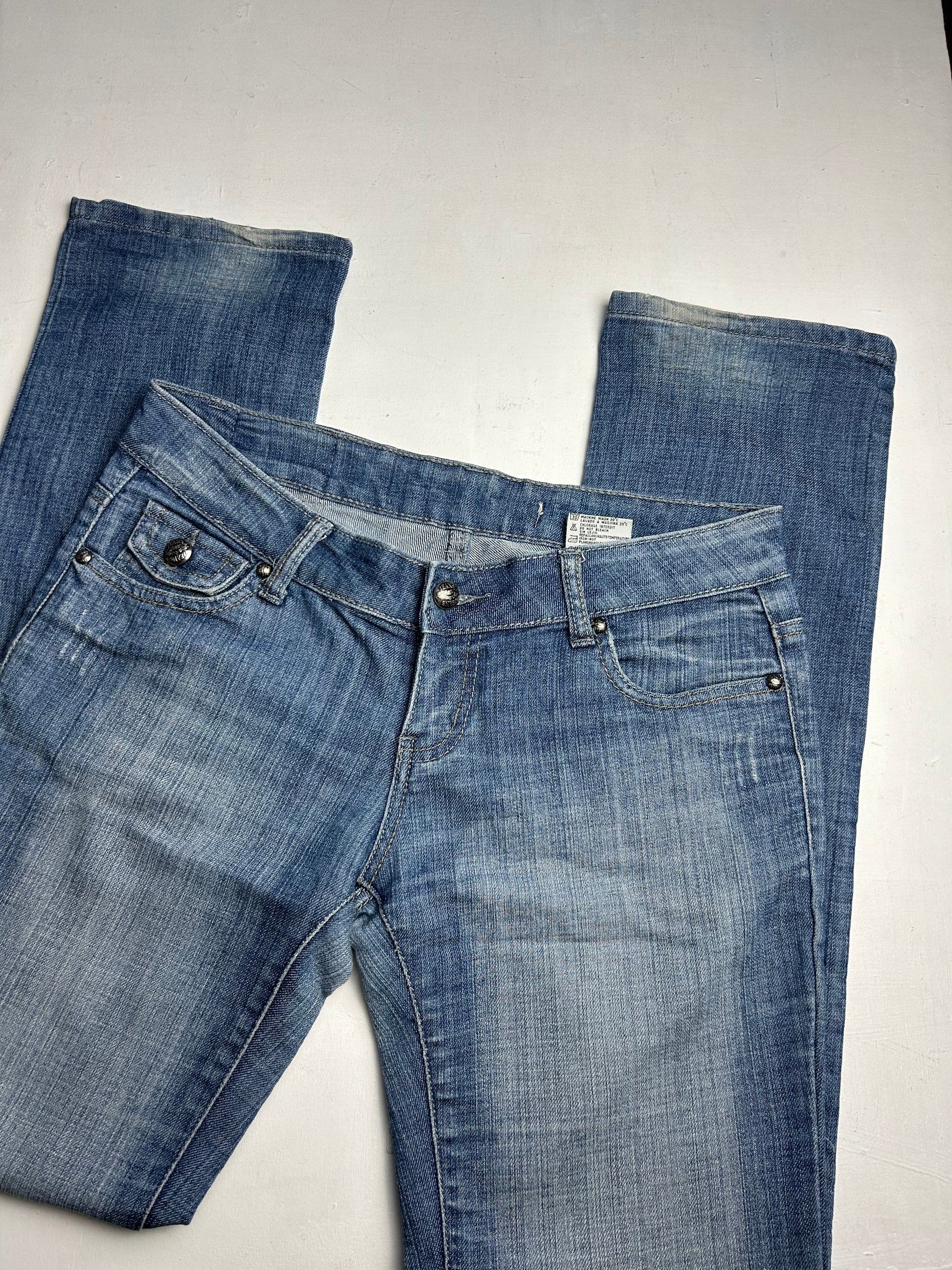 Low rise flare blue denim bootcut pants y2k vintage (M)