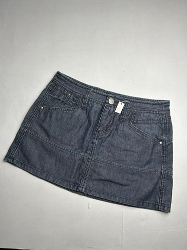 Grey low rise denim mini / micro skirt 90s y2k vintage (S/M)