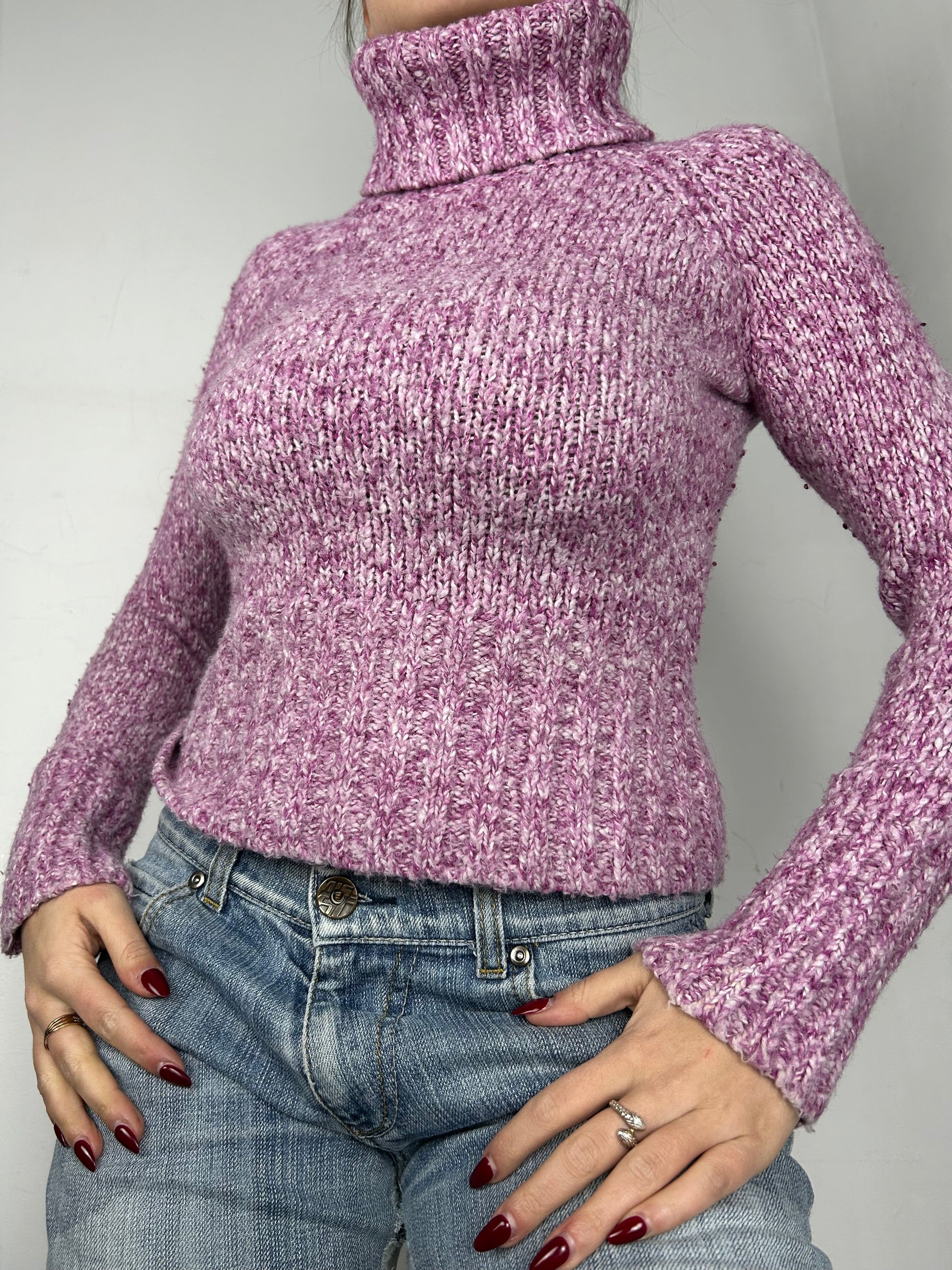 Purple turtleneck wool jumper (S)