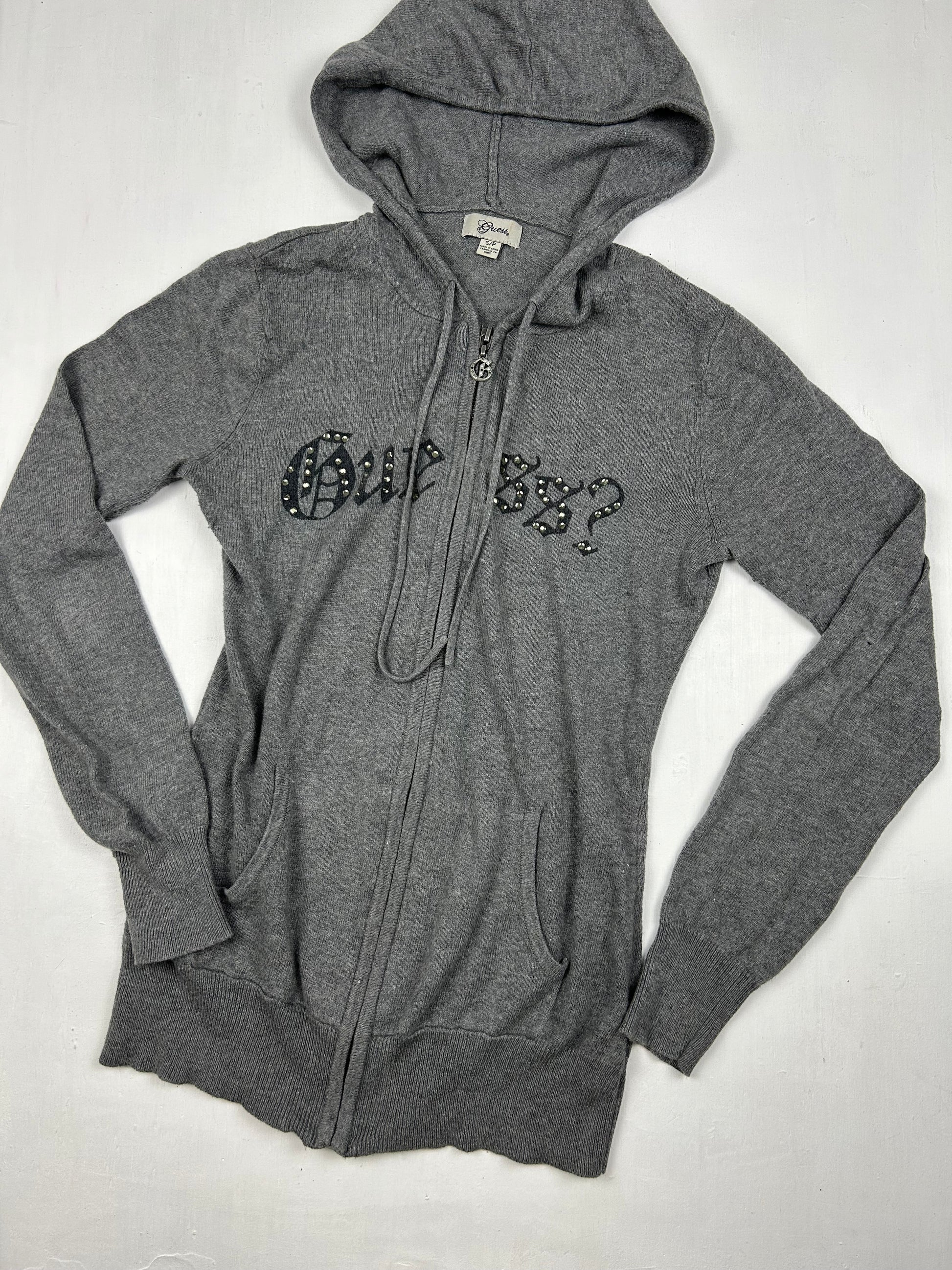 Grey zip up cotton hoodie (S)