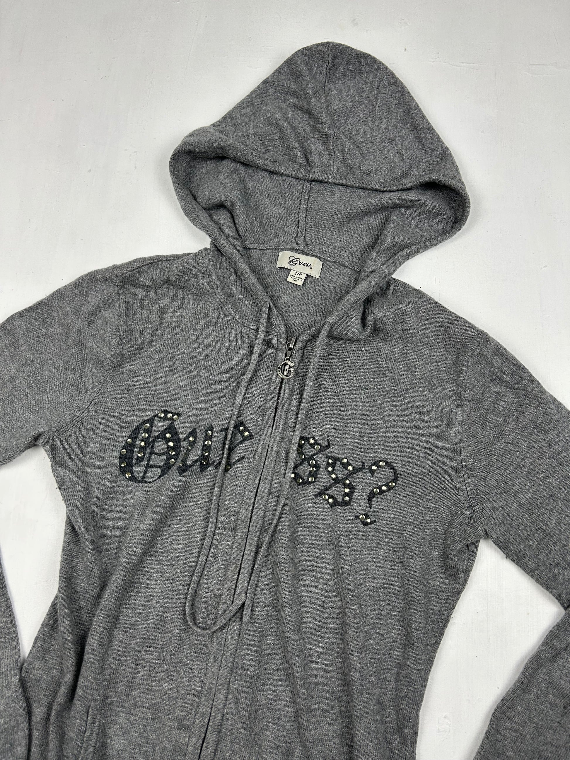 Grey zip up cotton hoodie (S)