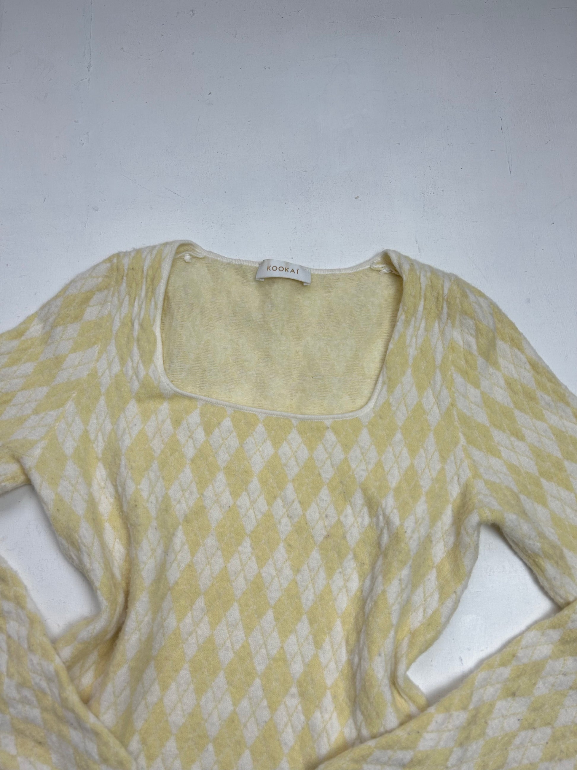 Yellow super soft square neck jumper (S/M)