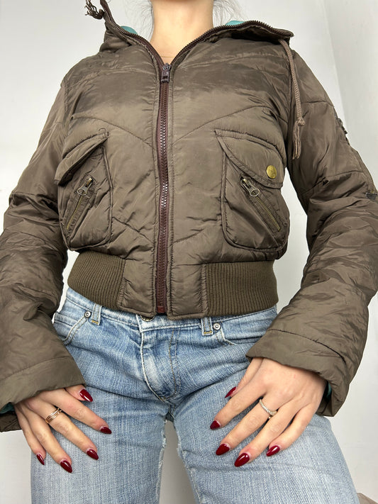 Brown winter puffer jacket (S)