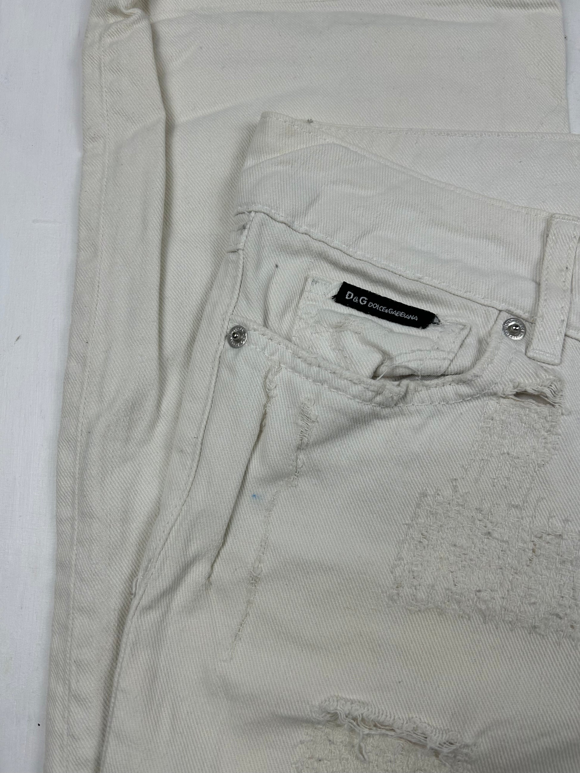 White low waist baggy denim pants (M)