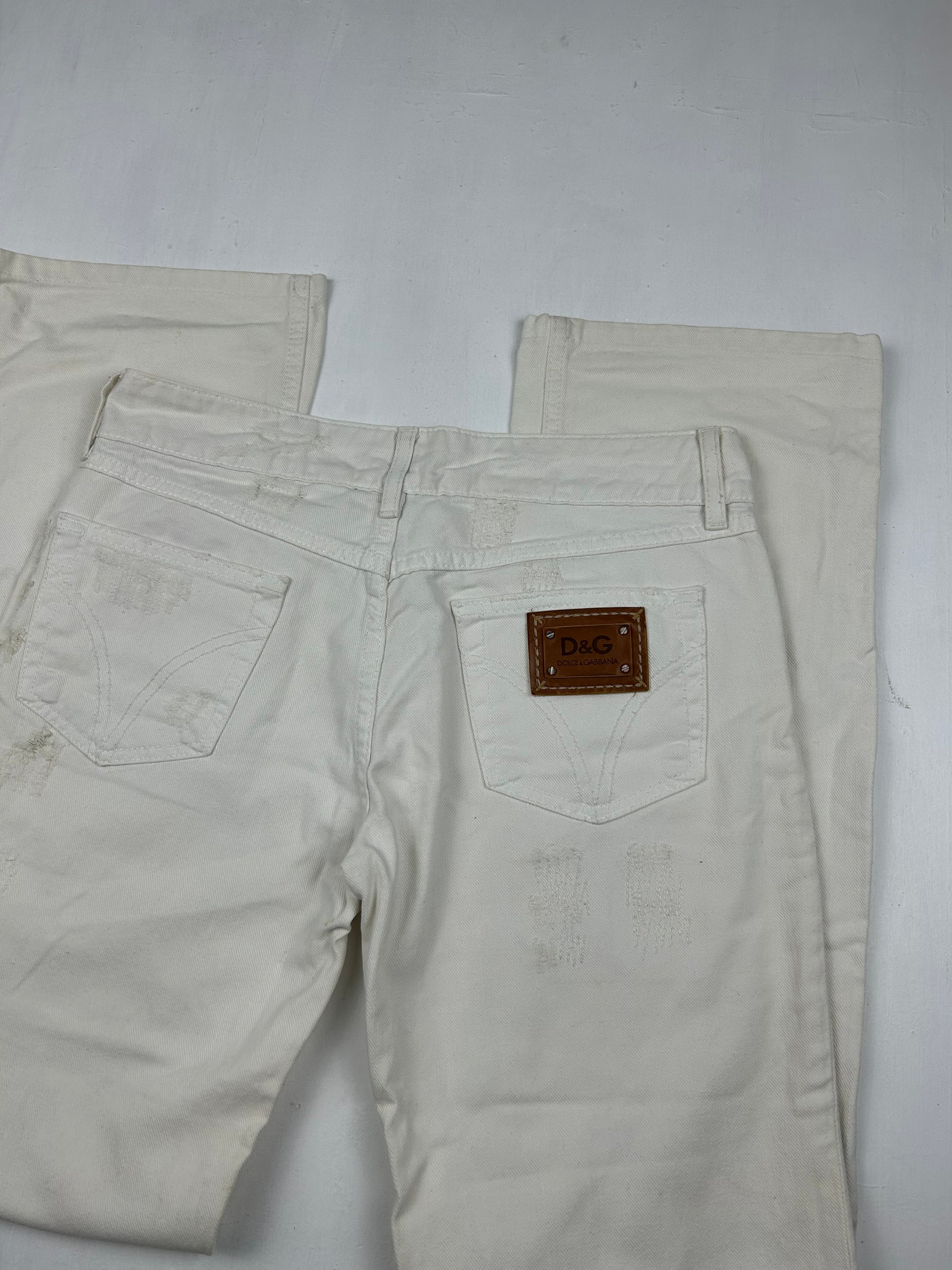 White low waist baggy denim pants (M)