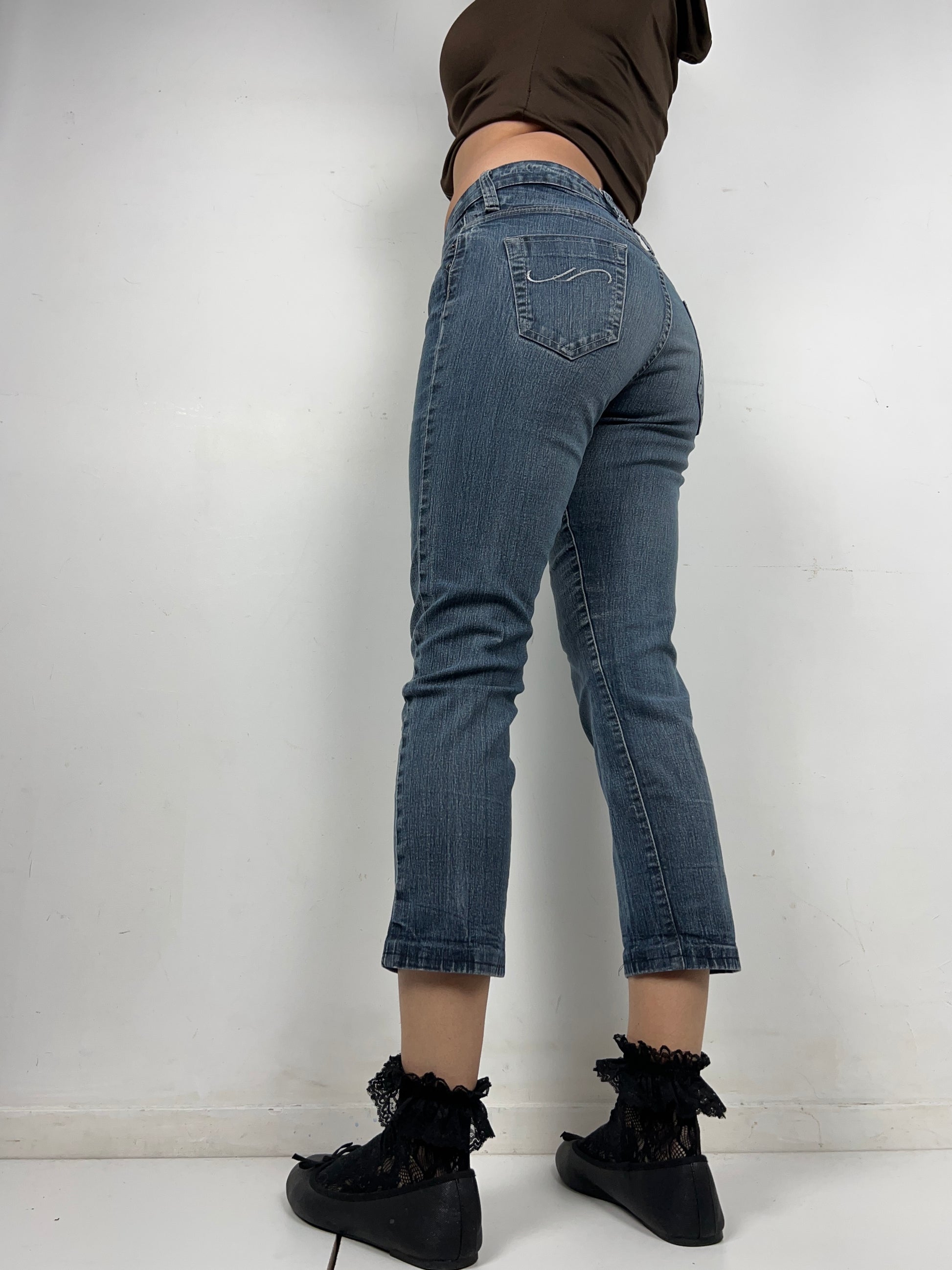 Blue denim 7/8 length denim pants (S)