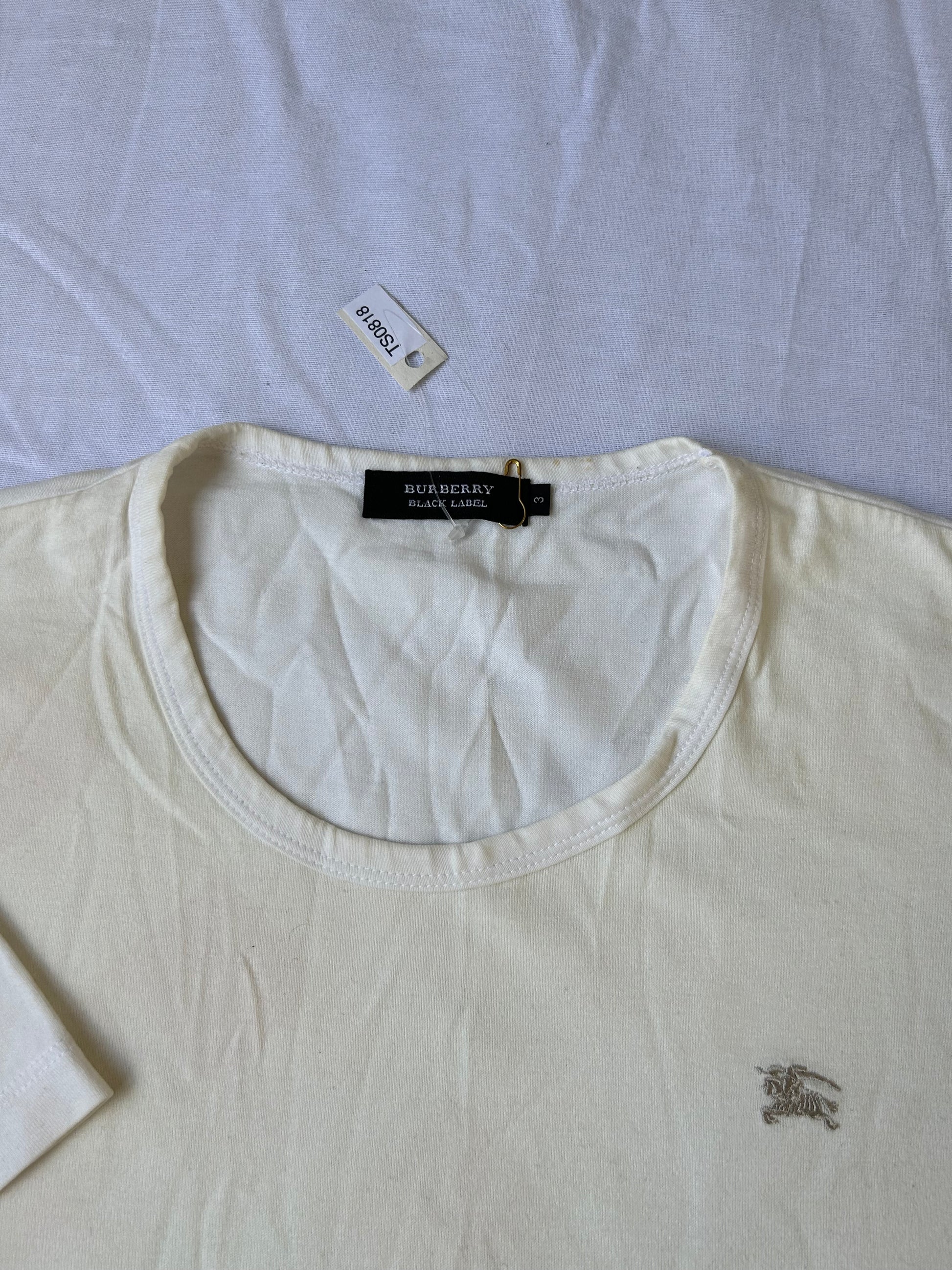 White cream oversized crop tee with embroidered logo (XL)