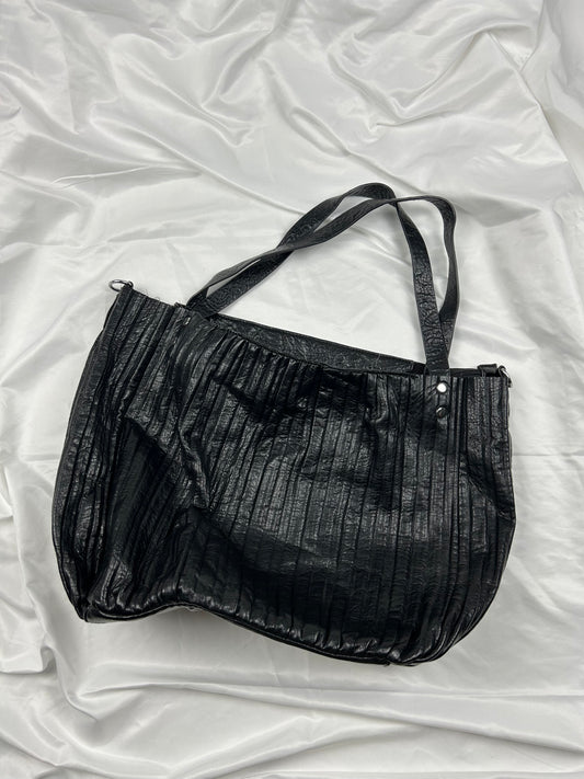 Black pvc leather shoulder bag