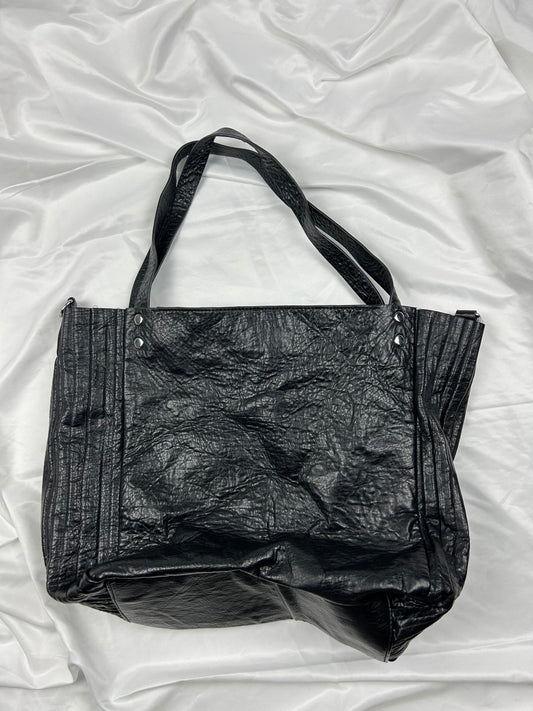 Black pvc leather shoulder bag