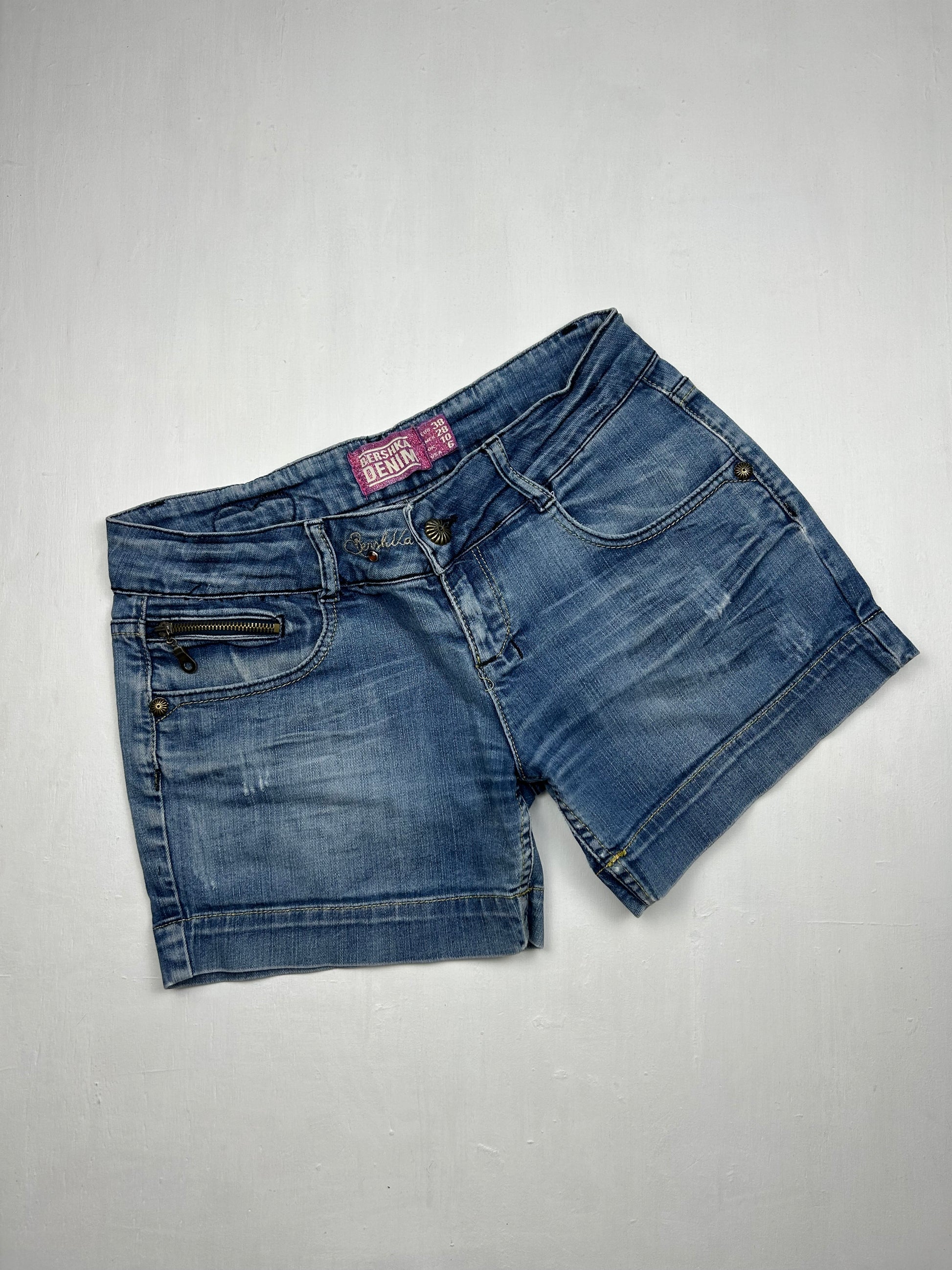 Navy denim low rise mini short (S)