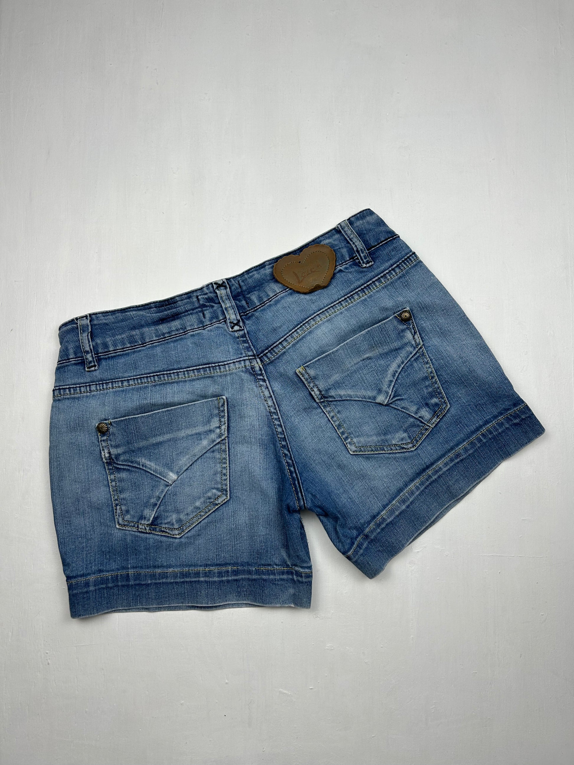 Navy denim low rise mini short (S)