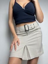 Load image into Gallery viewer, Beige office mini / micro skirt with removable belt 90s y2k vintage (S/M)