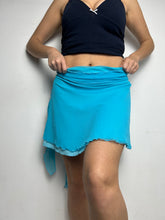 Load image into Gallery viewer, Mesh doubled asymmetric  blue mini / micro skirt 90s y2k vintage (S/M)