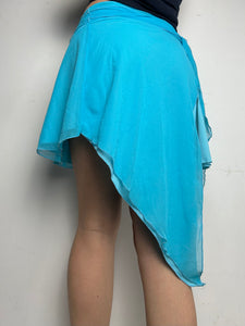 Mesh doubled asymmetric  blue mini / micro skirt 90s y2k vintage (S/M)