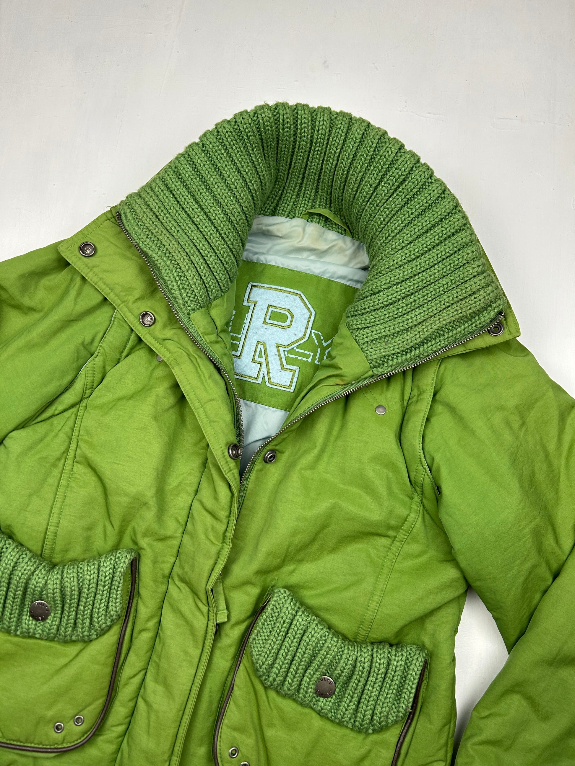 Green 2 in 1 sleeveless winter puffer jacket (S)