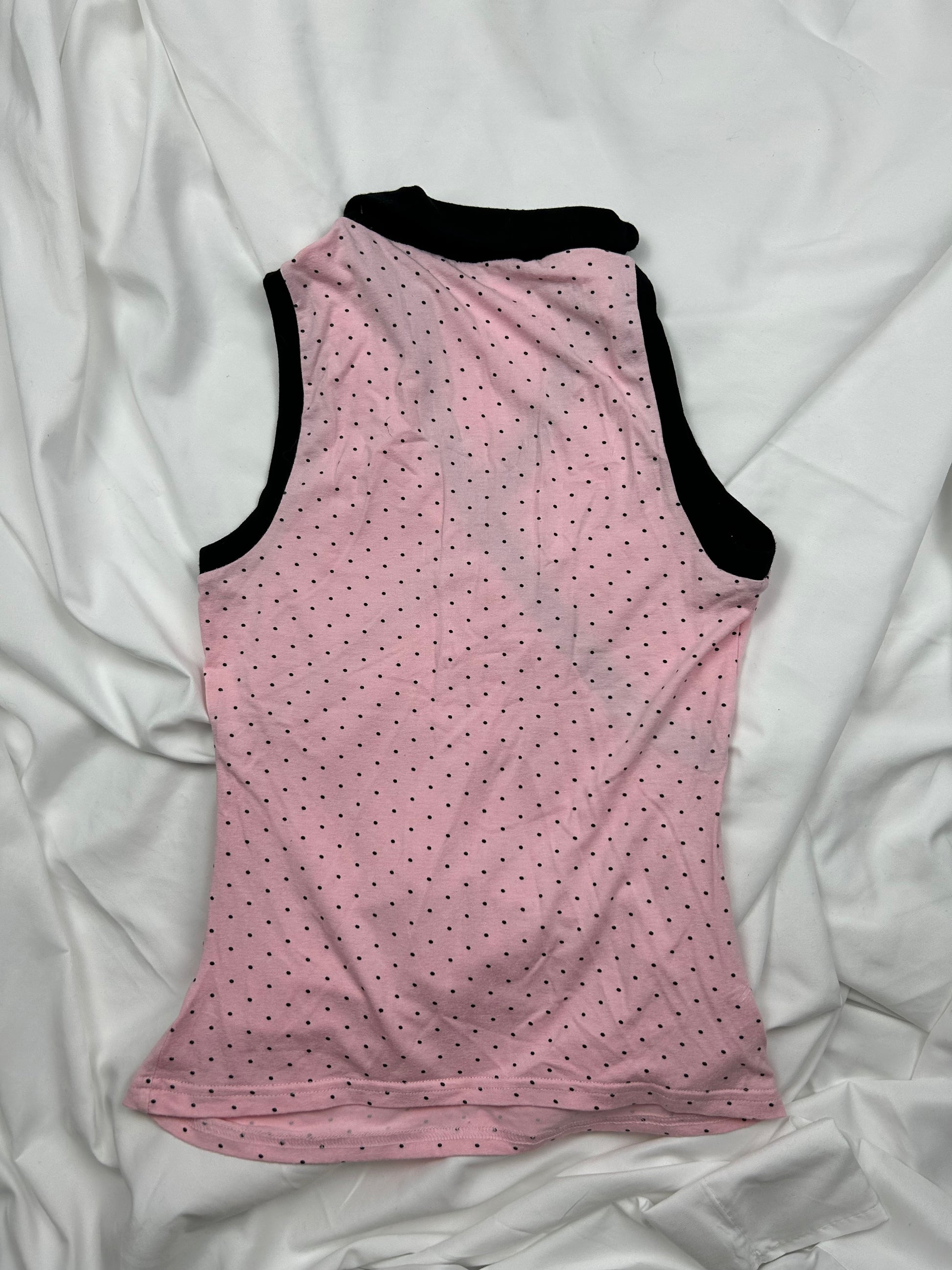 Pink polka dots polo tank top (S/M)