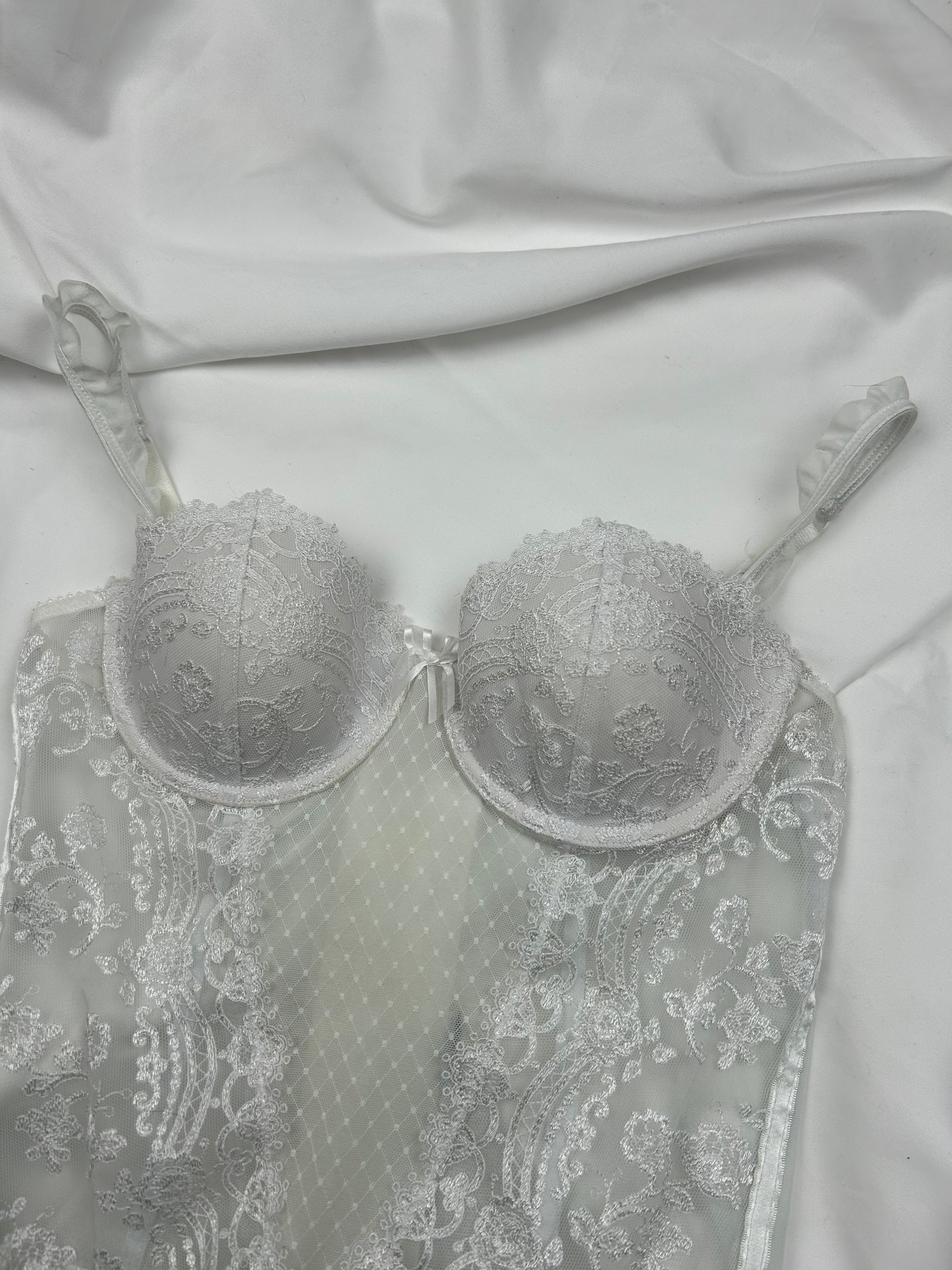 White mesh babydoll corset top (S)