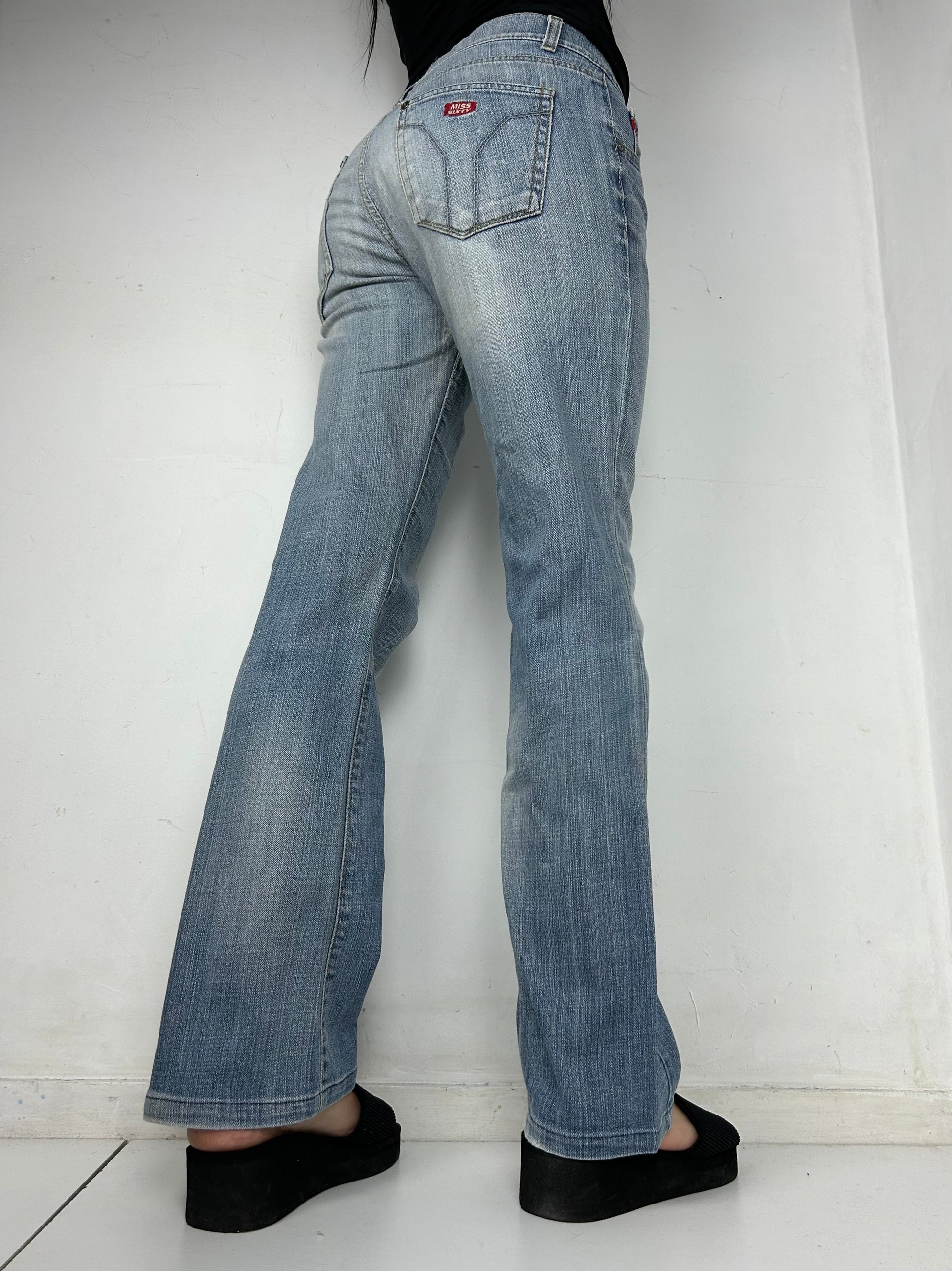 Blue denim low rise bootcut pants (S/M)