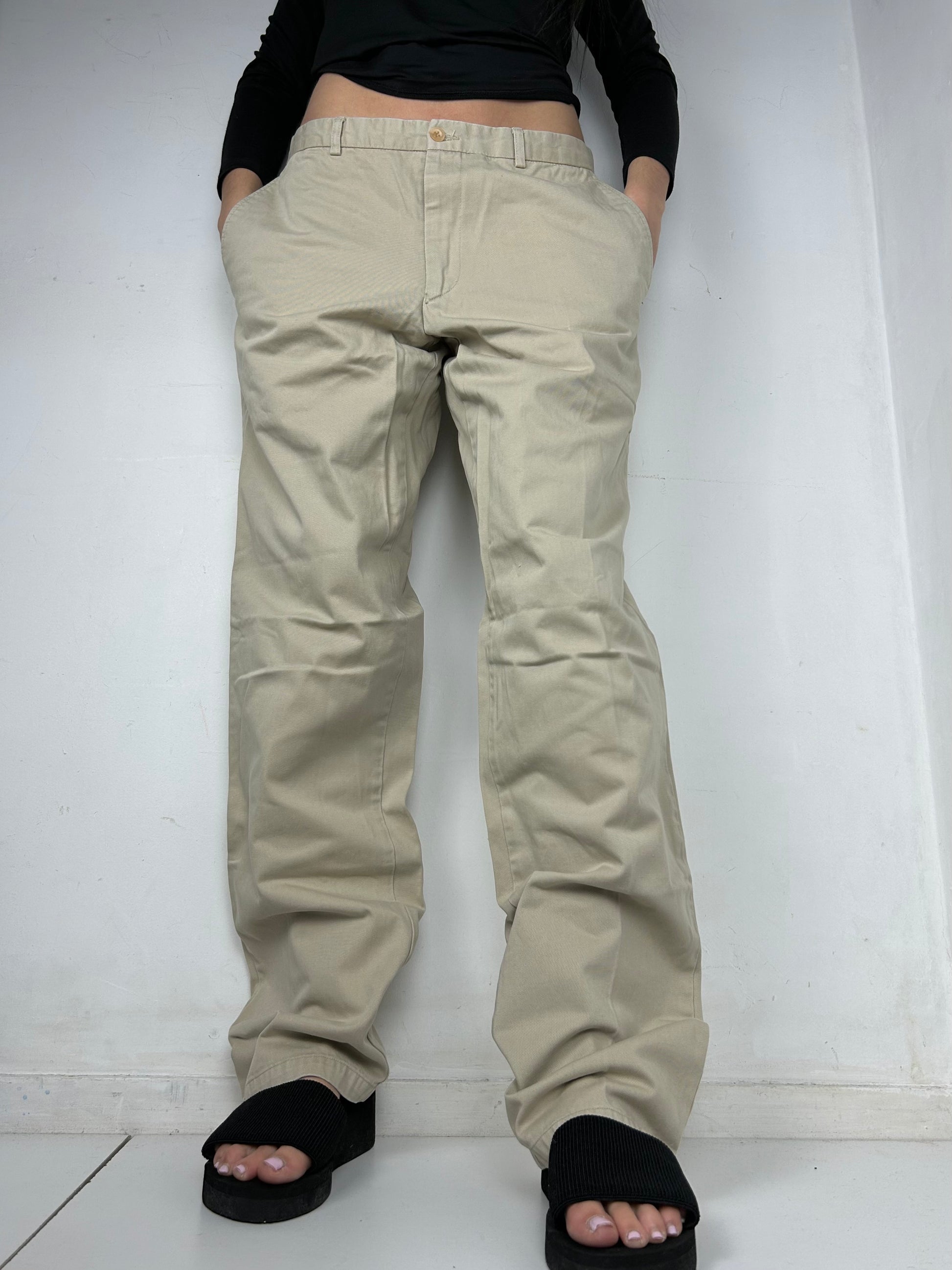 Cream beige baggy office pants (M/L)