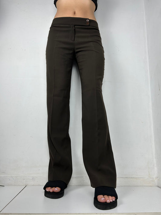 Brown low rise office bootcut pants (S)