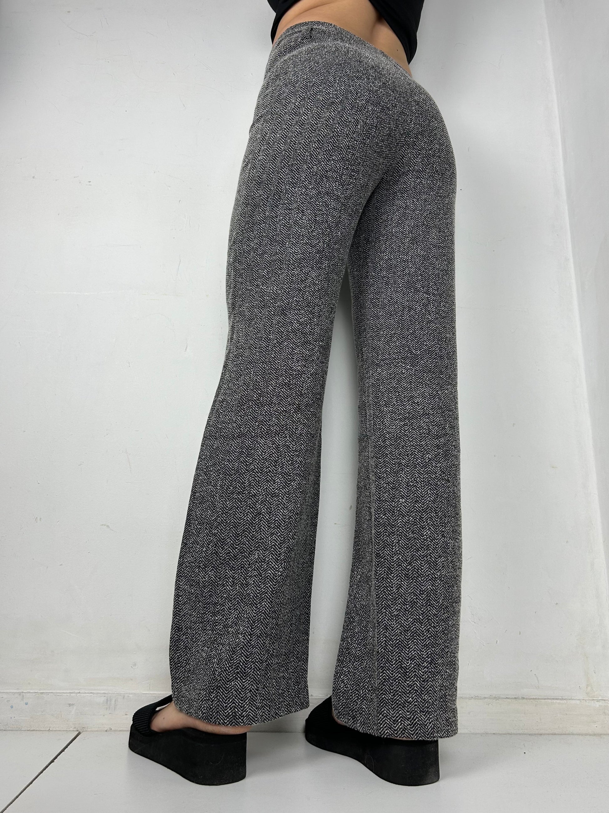 Grey baggy low rise office pants (S)