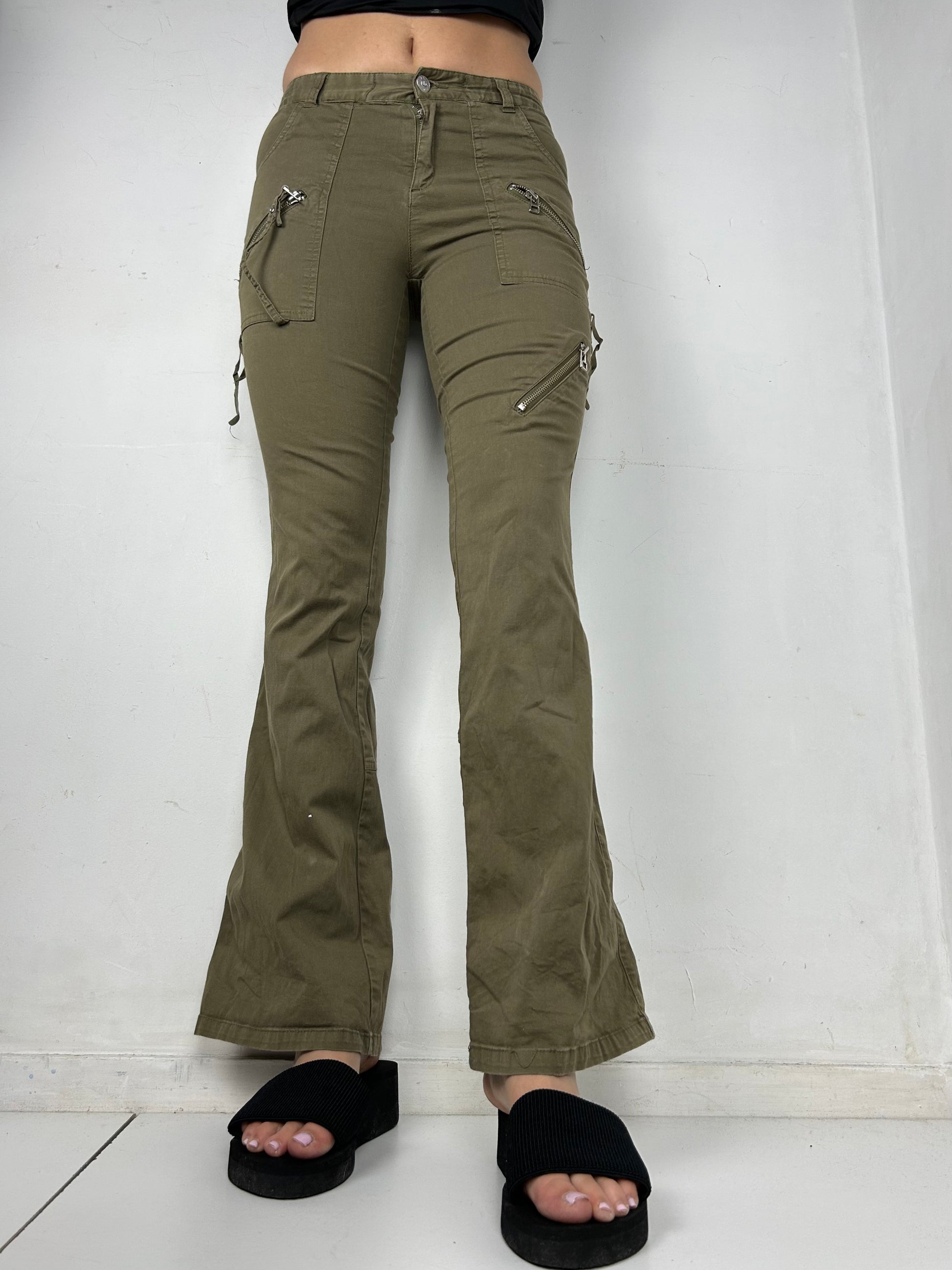 Lace up low rise utility pants