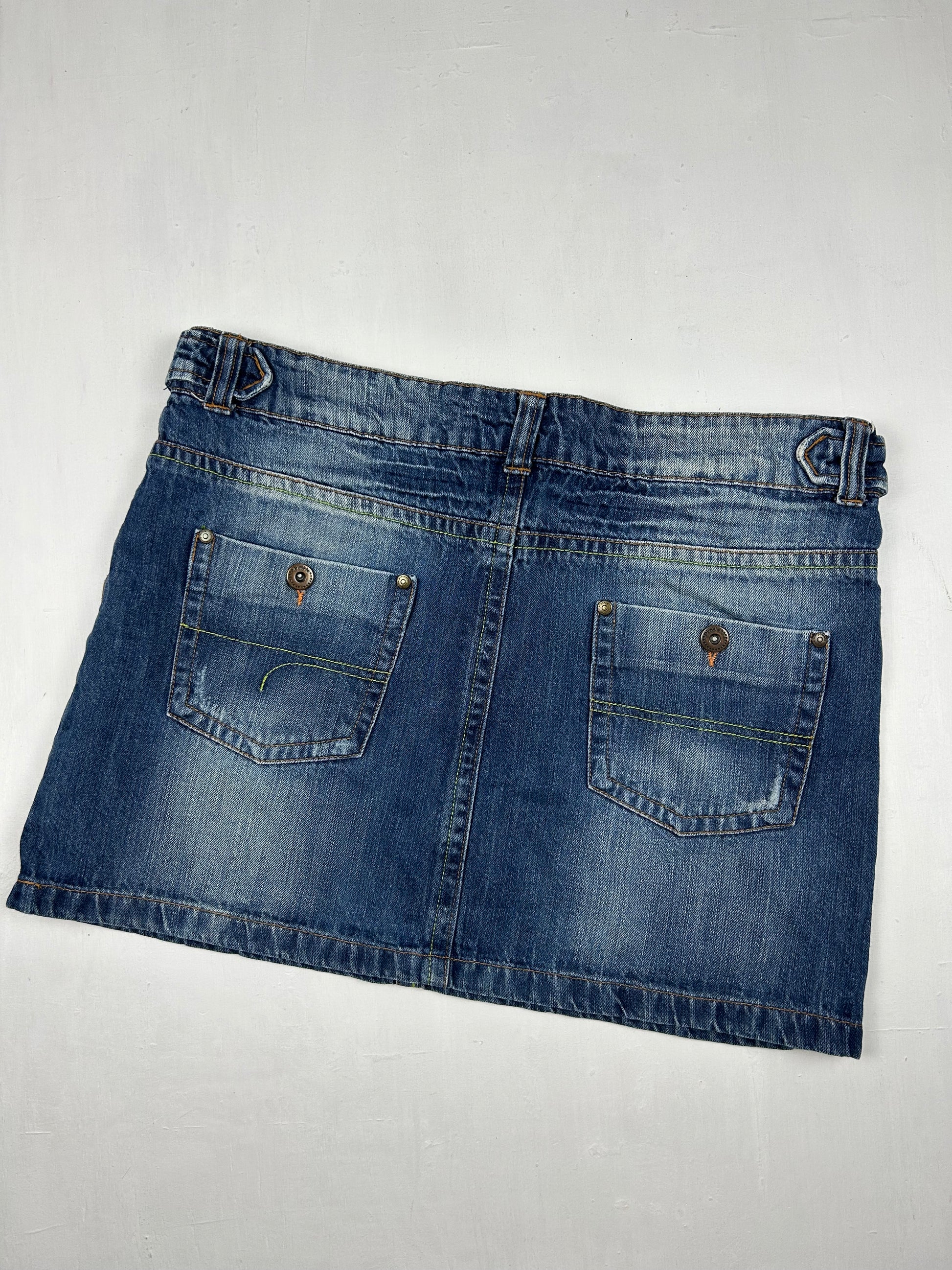 Blue denim low rise mini skirt (XL)